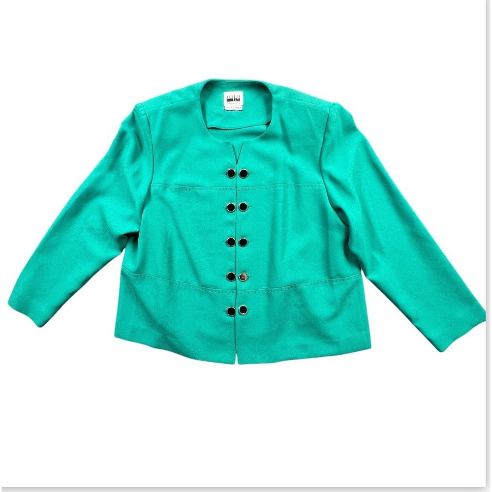 Leslie Fay Dress Jacket Women Size 16 Petite Button Front Blazer Cottagecore VTG